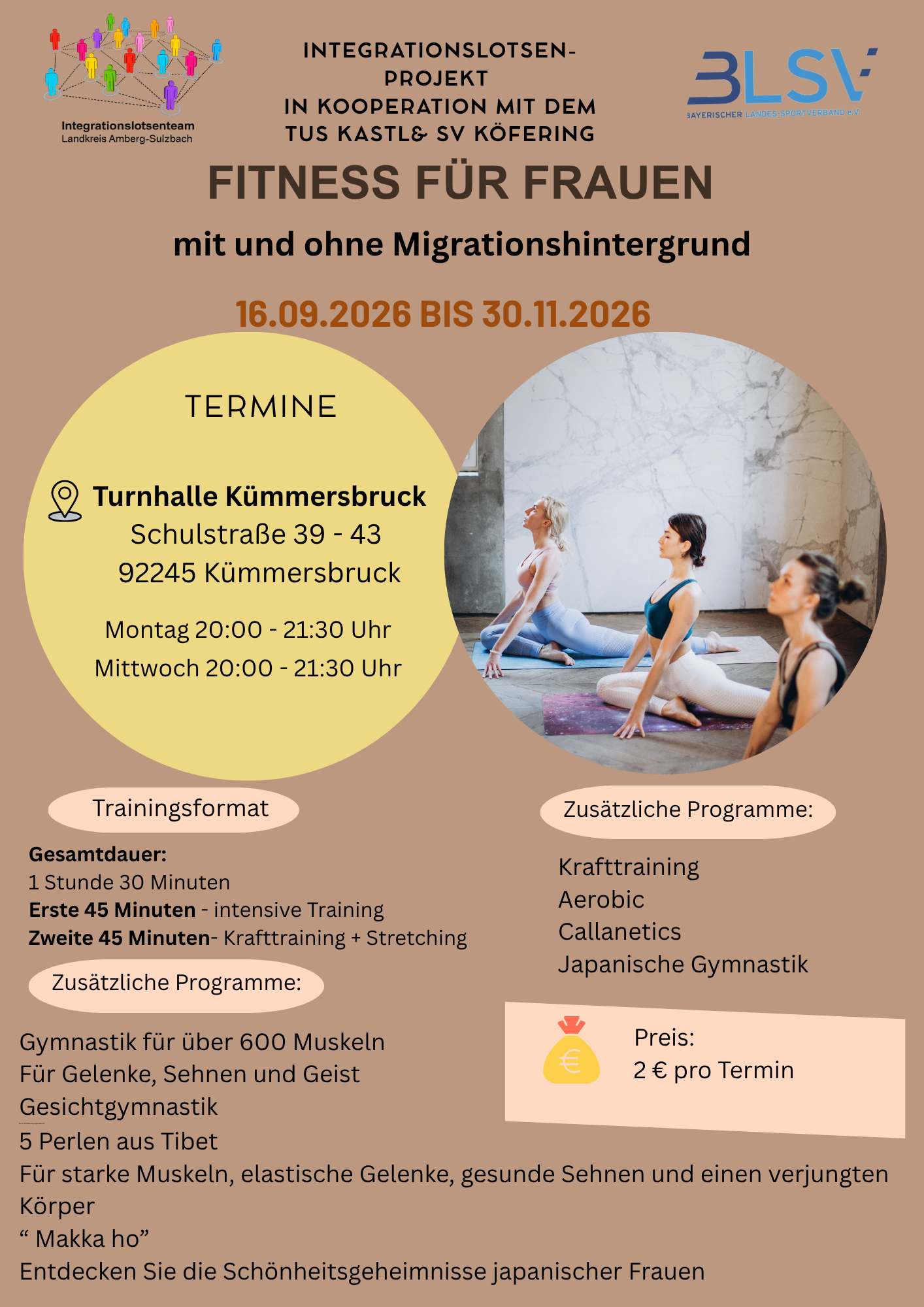 Öffnet die Seite 'Fitnesskurs für Frauen'