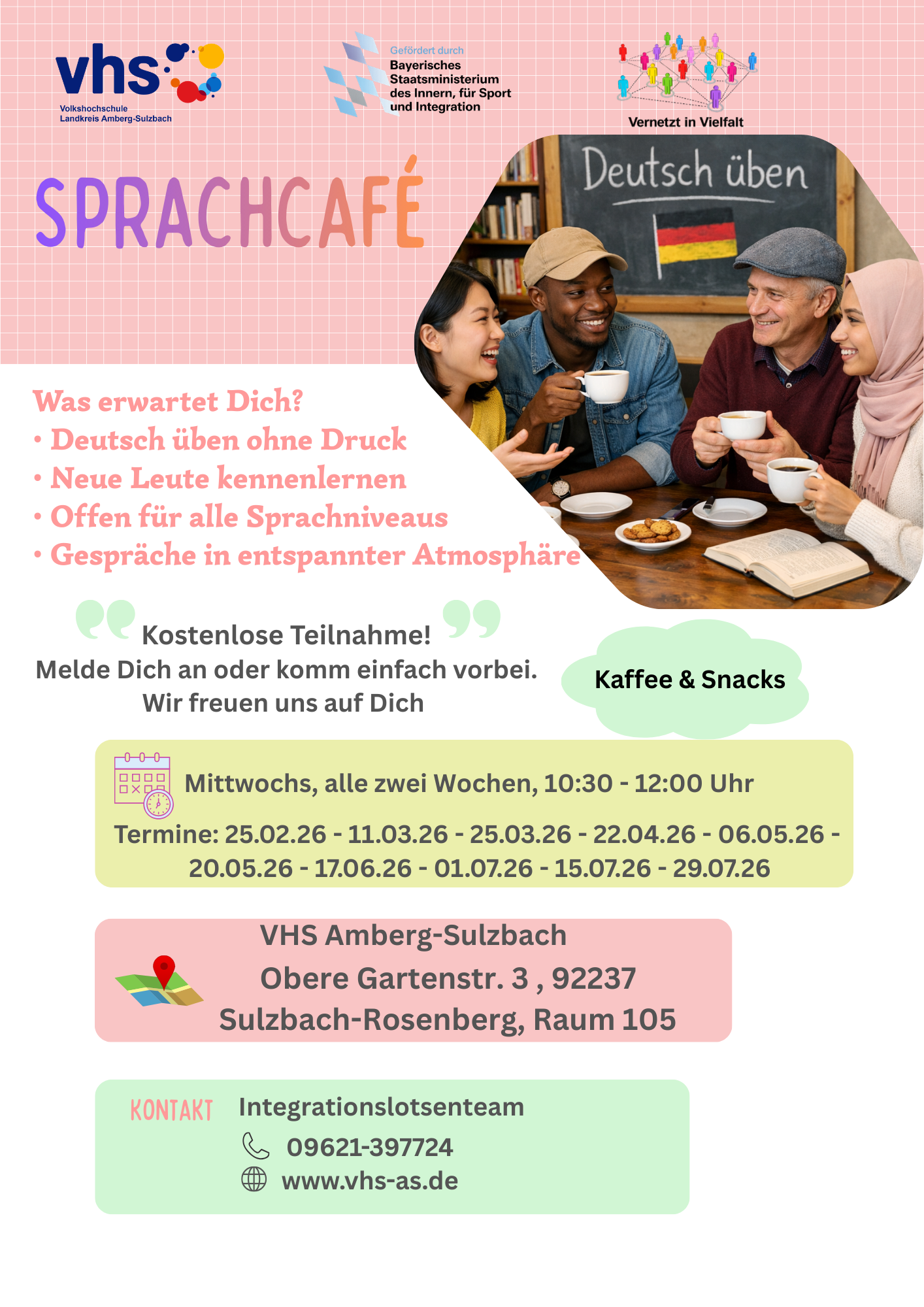 Öffnet die Seite 'Sprachcafé in Sulzbach-Rosenberg ab 25.02.'